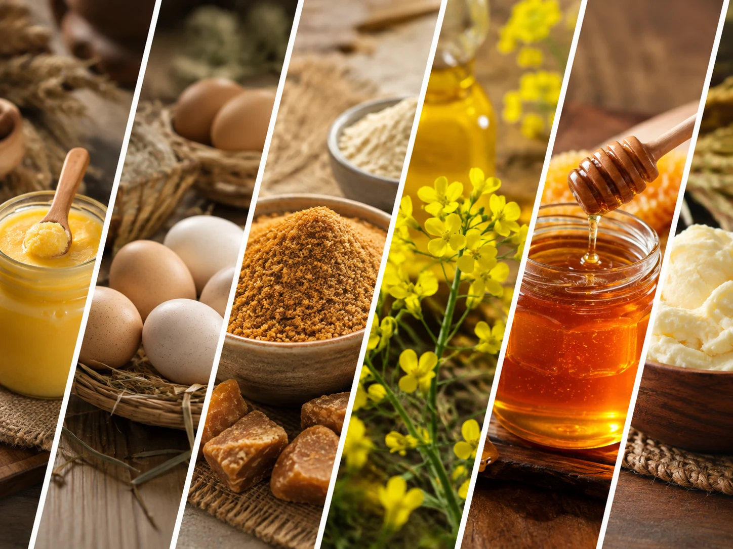 Aagan Foods traditional products including desi ghee, desi eggs, gurr, mustard oil, honey and butter